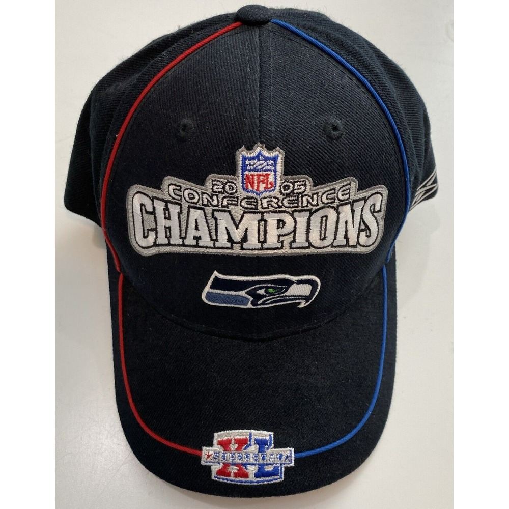 Reebok Hat Seattle Seahawks Unisex OS Blue New 2005 NFC Champions Super Bowl XL
